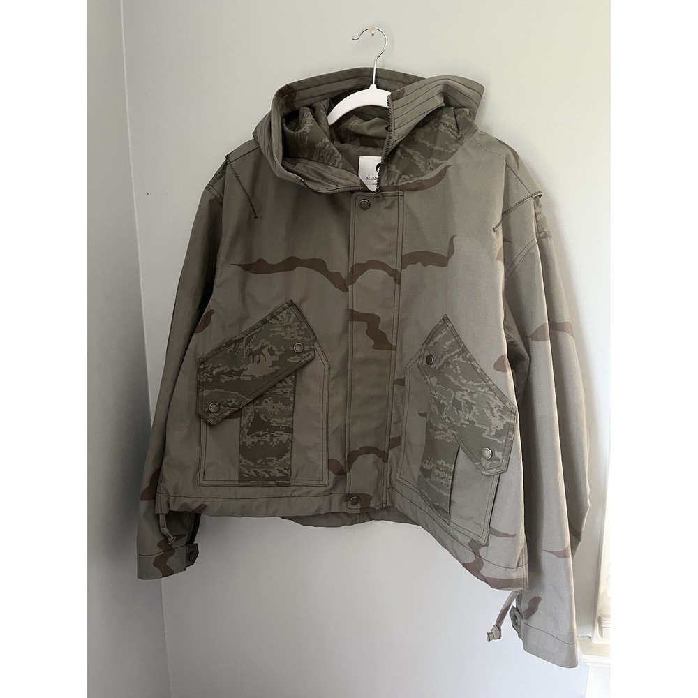 MARINE SERRÉ G/L Regenerate Cropped Camo Bomber Jacket Men's Size M / 48 Gray - Picture 2 of 15